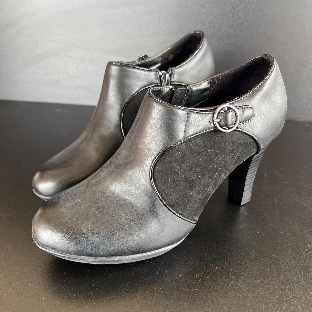 Solesenseability Karine Booties Women's Size‎ US 7.5M Black Leather Side Zipper